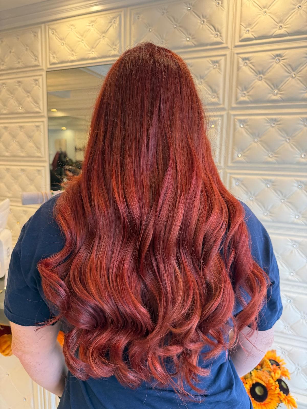 Vibrant red single process color — Crystal Beauty Salon