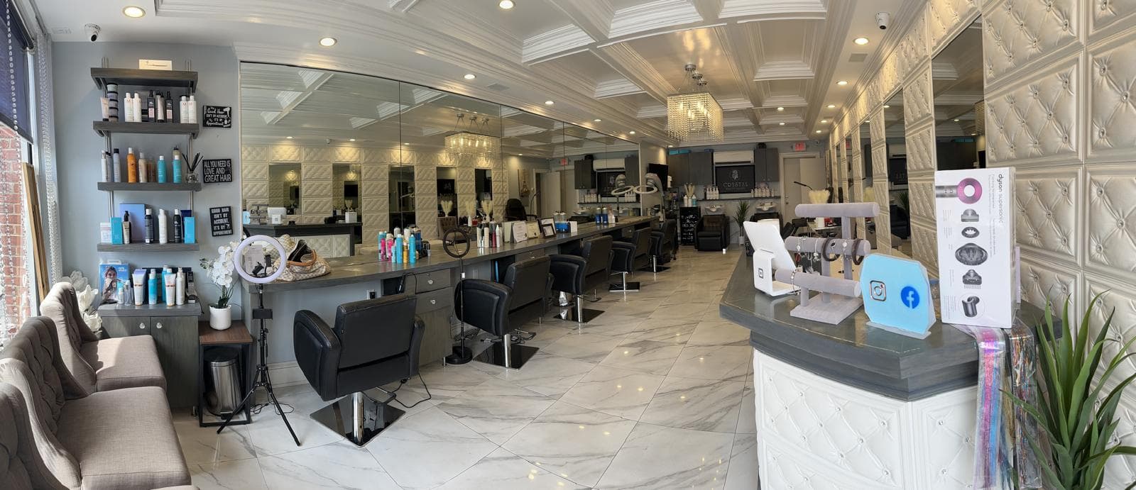Crystal Beauty Salon — warm, elegant salon interior